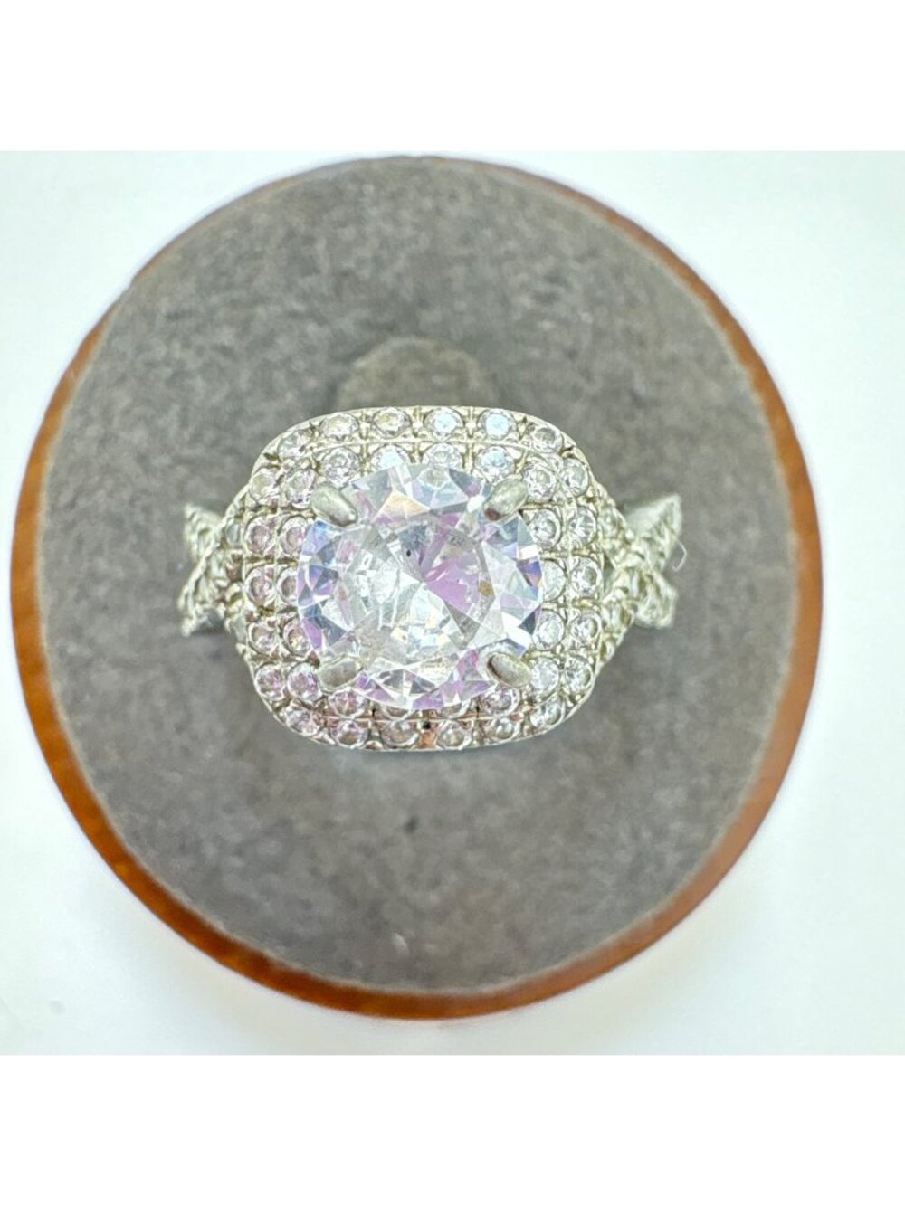 Cubic Zirconia Prong Set Statement Ring Sterling Silver 925 Size 6